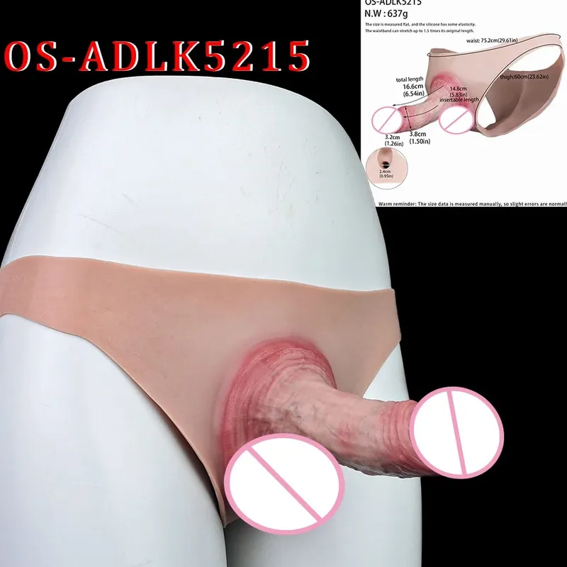 High Waist Realistic Penis Sleeve насадка на член Strap On Hollow Dildo Panties Silicone Dick Extender Sex Toy For Men