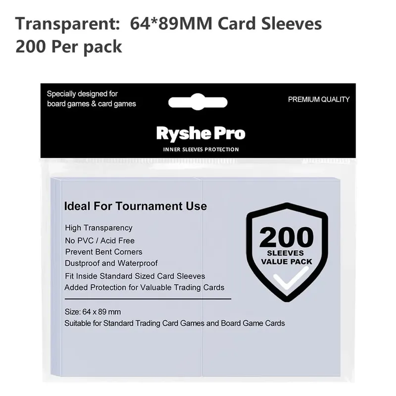 100ks Hot Transparent MTG Card Sleeves Standardní velikost Průhledný TCG Card Protector Vnitřní kryt karty pro sportovní stolní hry 64x89mm