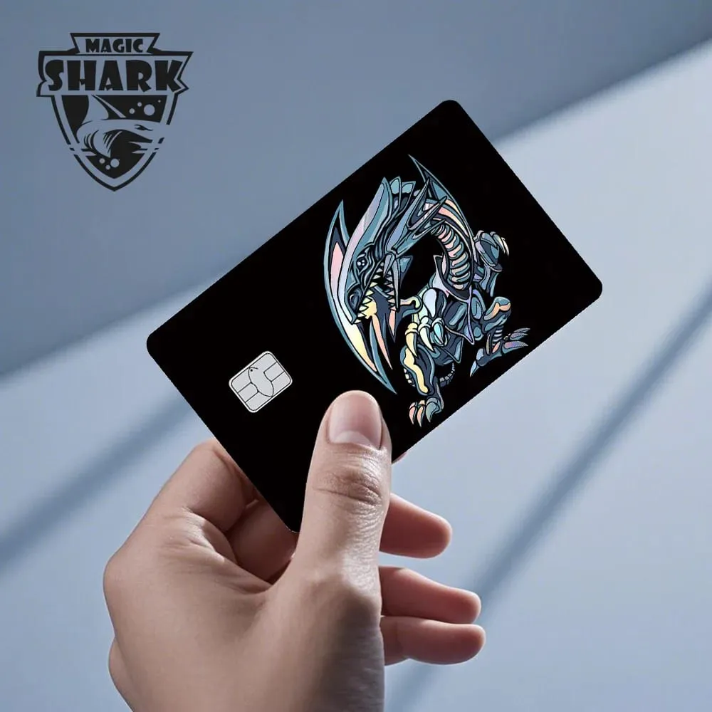Magic Shark Yo-gi-oh Blue Eyes Dragon Game Shinny Holographic Laser Debit Credit Card Sticker Film Skin Front Cover — image 6
