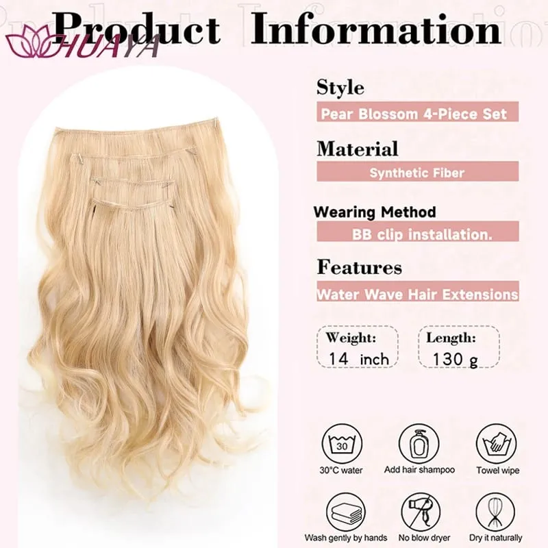 4‑Pcs Clip‑in Synthetic Hair Extensions Long Wavy Curly Heat‑Resistant Hair Pieces for Daily and Party Wear — image 6