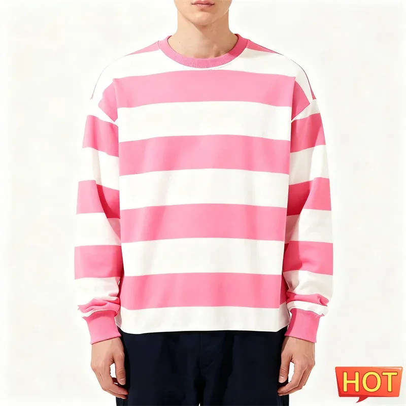 Simple Striped Graphic Sweatshirts For Men Fashion Trendy Long Sleeve 3D Printed Ugly Sweatshirt Casual Oversized Pullovers Tops