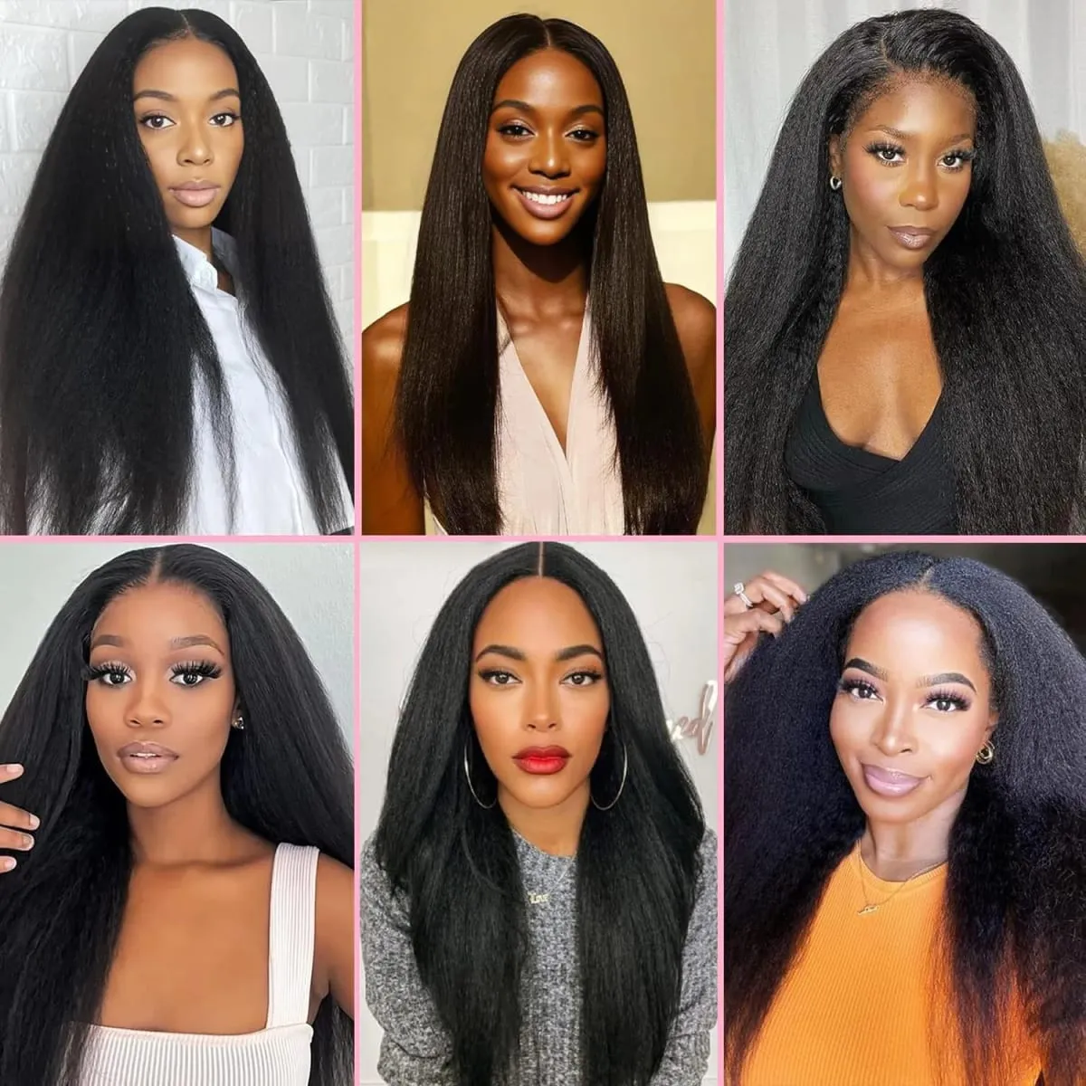 7PCS Kinky Straight Clip ins Hair Extensions Full Head Yaki Straight Seamless Clip in Synthetic Hair Pieces for Women