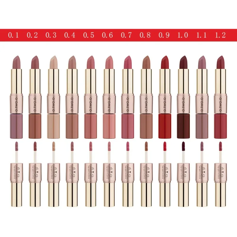 O.TWO.O 2 in 1 Matte Lipstick Lip Gloss Cosmetics Waterproof Pintalabios Batom Mate Lips Makeup Rouge 12 Colors Lip Stick — image 7