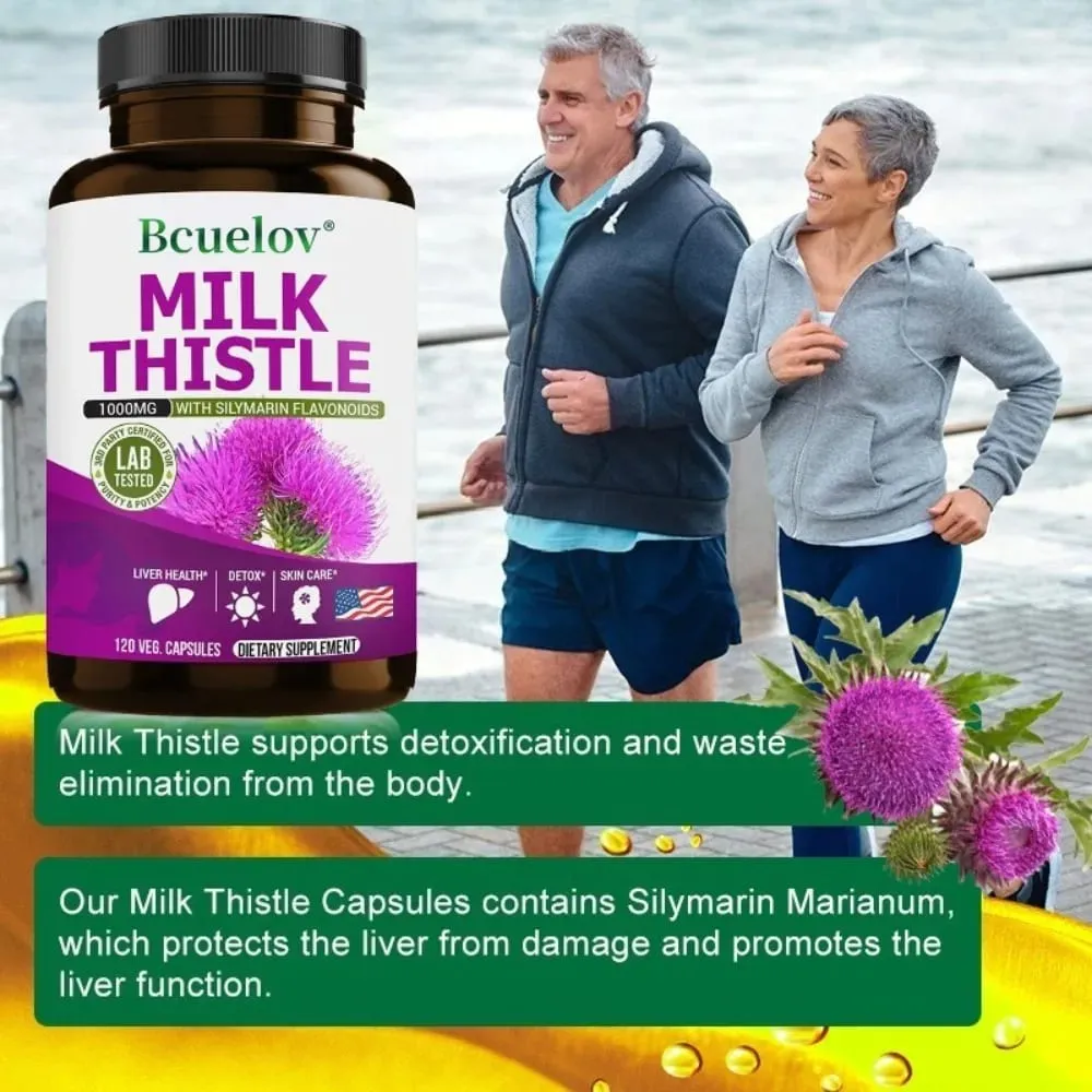 Milk Thistle Extract 1000mg - Gluten-Free Non-GMO Antioxidant Supplements for Healthy Skin Liver Detox Digestion Immune — image 5