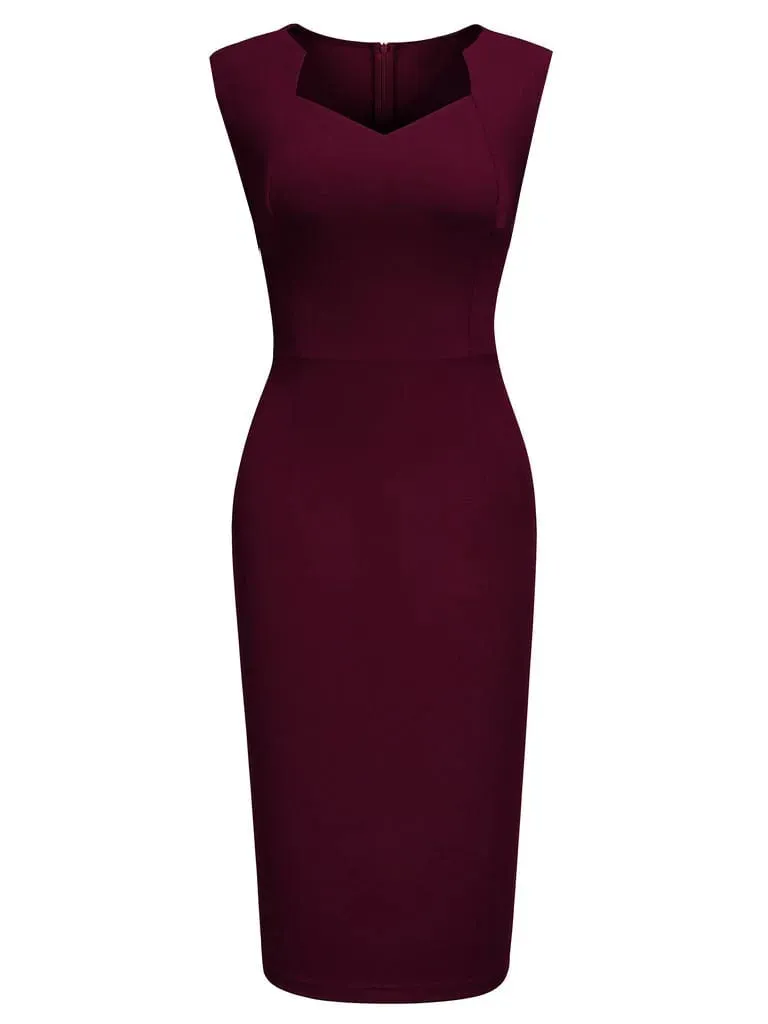 Women Elegant Square Neck Sleeveless Vintage Slim Work Office Cocktail Party Business Casual Sheath Bodycon Pencil Dress — image 6