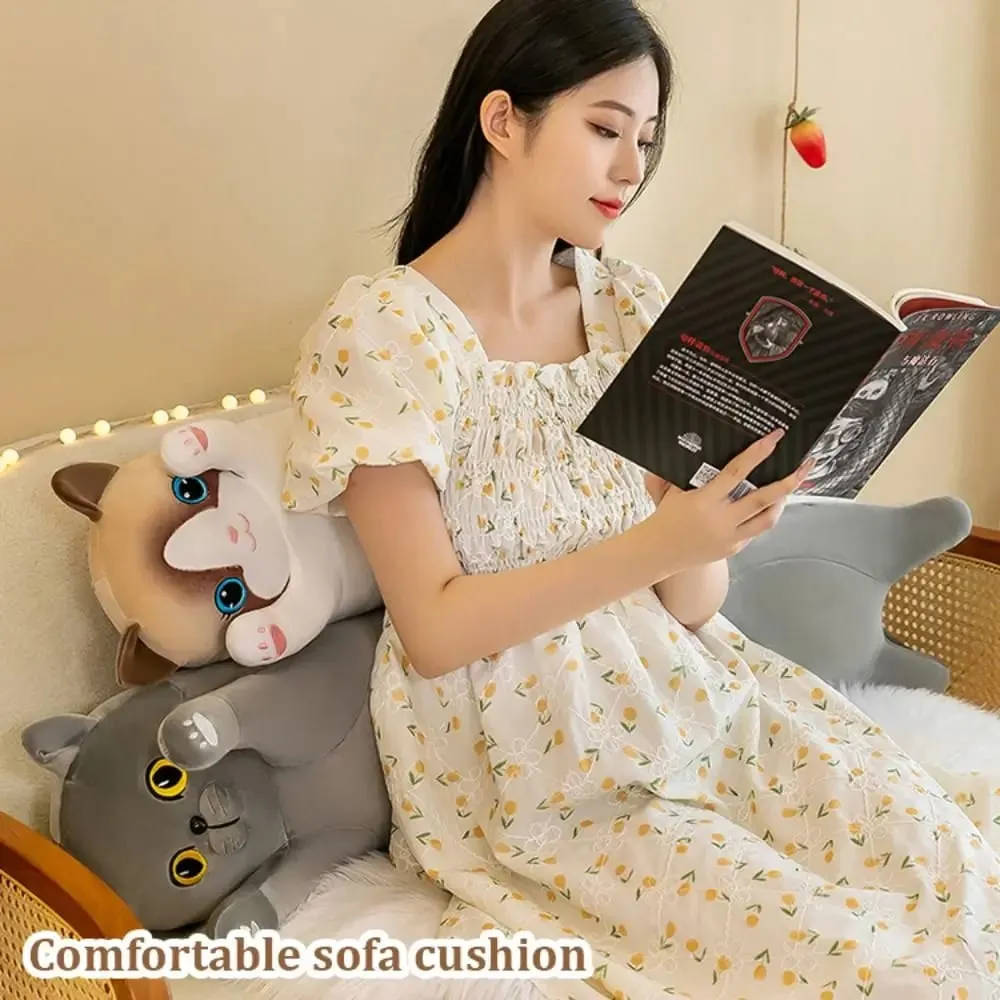 Bonito 50/70cm gato brinquedo de pelúcia longo adorável dormir travesseiro macio criativo pelúcia animal decoração para casa — image 7