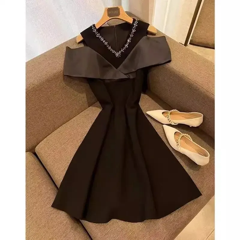 France Elegant Black Patchwork Long Strap Dress Sleeveless Party Style Women Gentle Y2k Vintage Bodycon Spring Summer 2026 — image 10