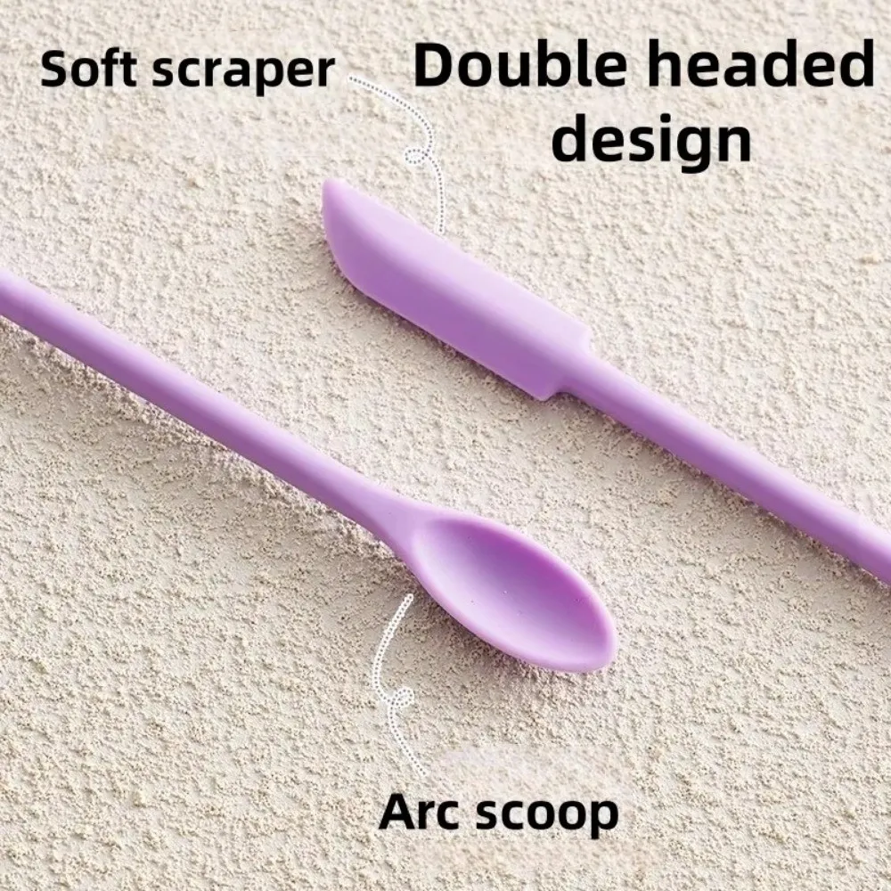 3pcs Portable Mini Silicone Scraper Double-head Soft Cosmetic Digging Spoon Lengthened Face Mask Brush Makeup Brushes Set