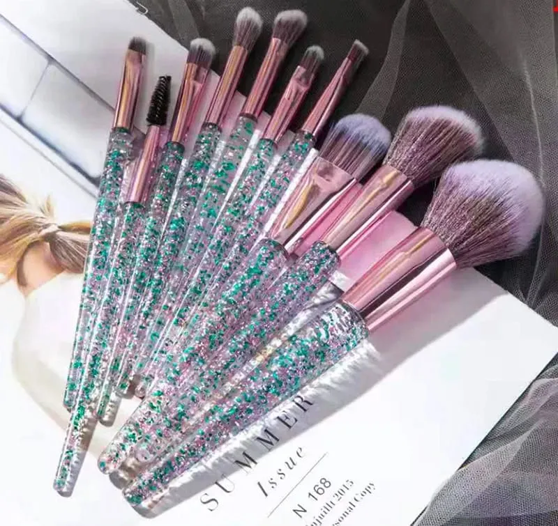 14-Piece Silver Professional Makeup Brush Set | Includes 2 Plush Velvet Puffs + 2 Blending Sponges | Vegan Cruelty-Free Brush Co