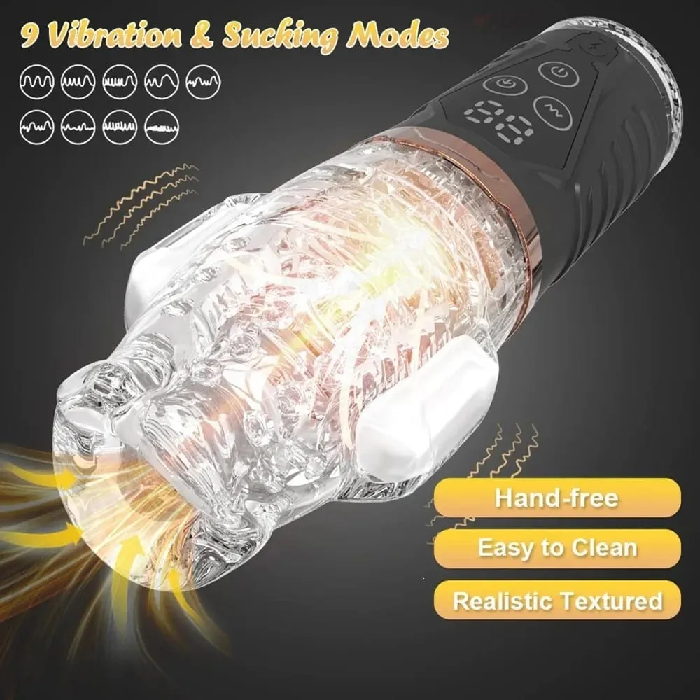 Sucking Vibrating Blowjob Masturbator Cup Glans Trainer Penis Massager 9-frequency vibration sucking Male masturbator 18+ — image 2