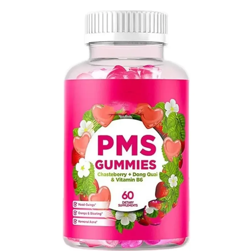 Gomitas de apoyo para el síndrome premenstrual con sauzgatillo Vitex Dong Quai, vitamina B6 y bálsamo de limón para el bienestar y el estado de ánimo mensual de las mujeres, 60 gomitas — image 9