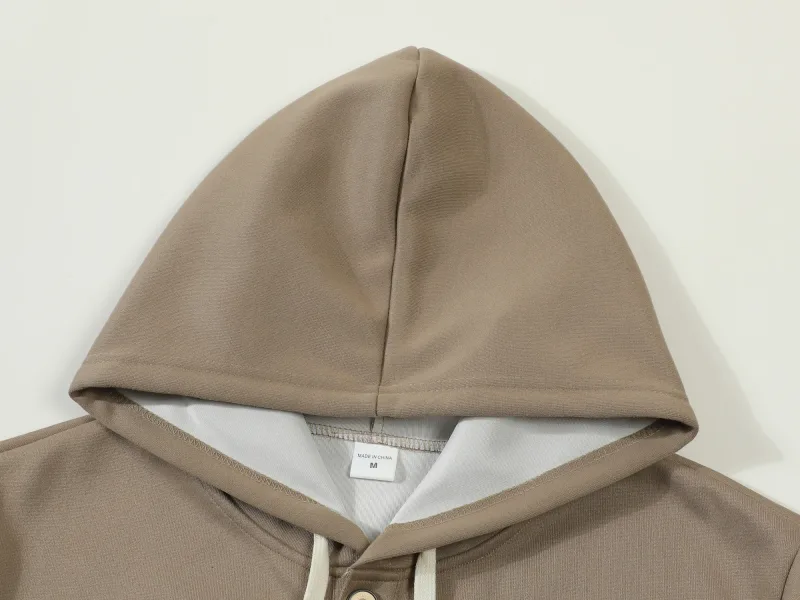 Four button hooded sweatshirt autumn winter men's new long sleeved hooded sweatshirt fashionable and casual men's sportswear, — image 3