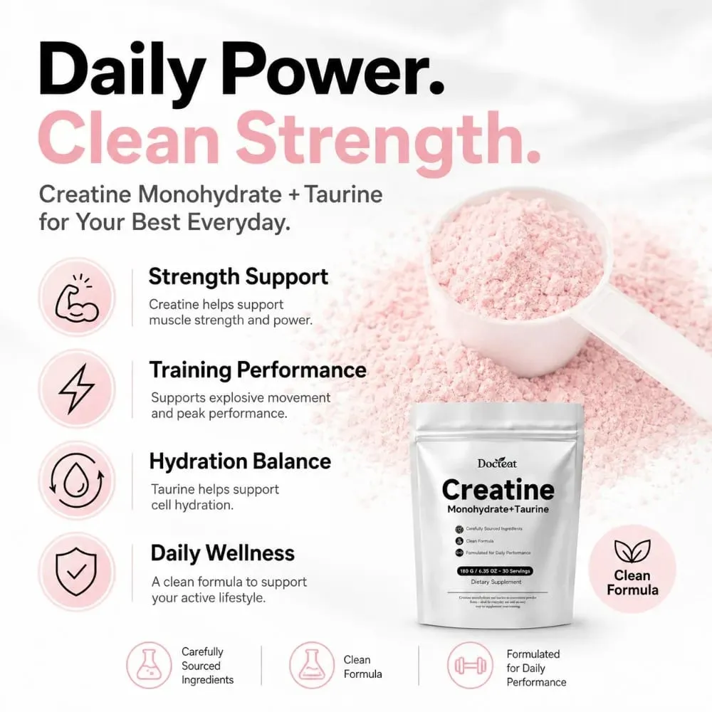 Creatine Monohydrate Taurine Powder 180g 30 Servings Muscle Strength Endurance Performance Workout Fitness Training Supplement — image 5