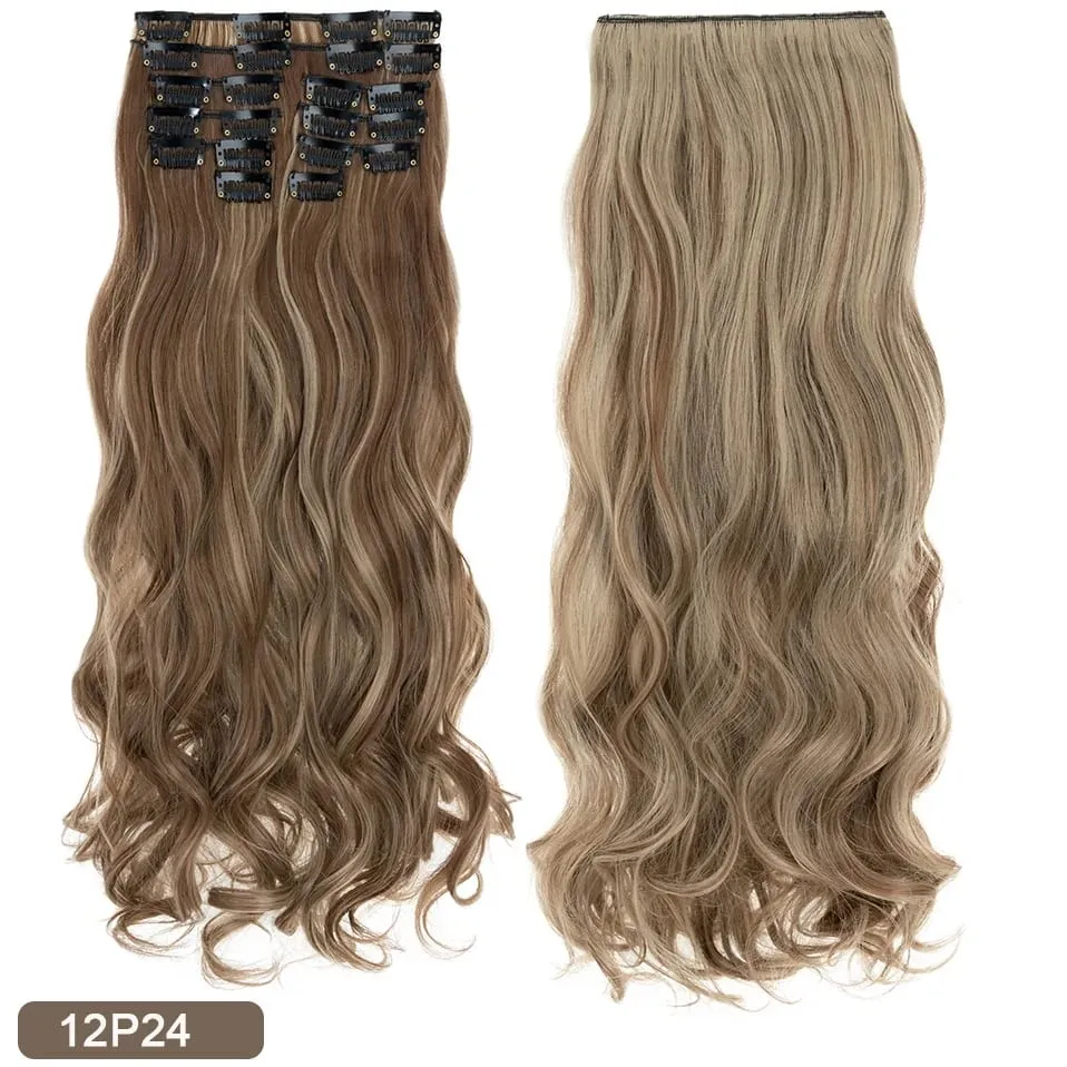 180g 12PCS Wavy Clip in Hair Extensions 22" Long Synthetic Thick Clip On Hair Extensions for Women Full Head Hairpiece — image 15