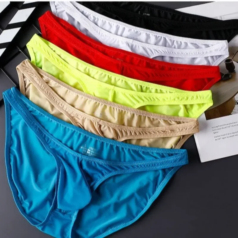 Schnell trocknende, ultradünne Slips aus Eisseide, niedrige Taille, nahtlos, für Herren, Unterwäsche, U-Beutel, Dessous, Netzhöschen, Reisen — image 13