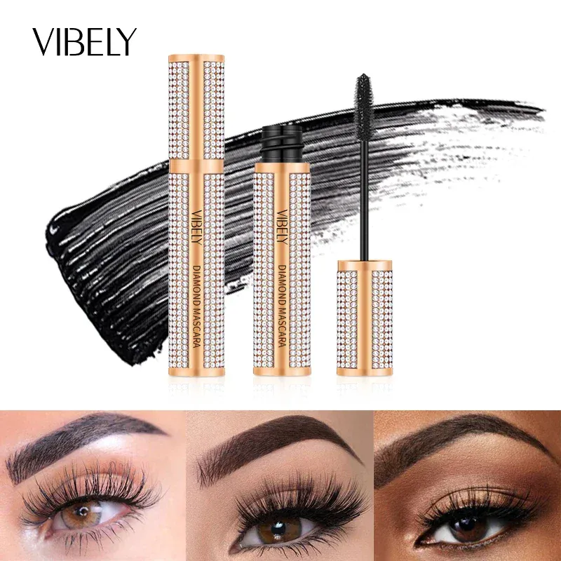 Diamond 4D Mascara Silke Fiber Vattentät Långa ögonfransförlängning Förlängning Tjock Svart Mascara Ögonmakeupprodukter Kosmetika — image 4