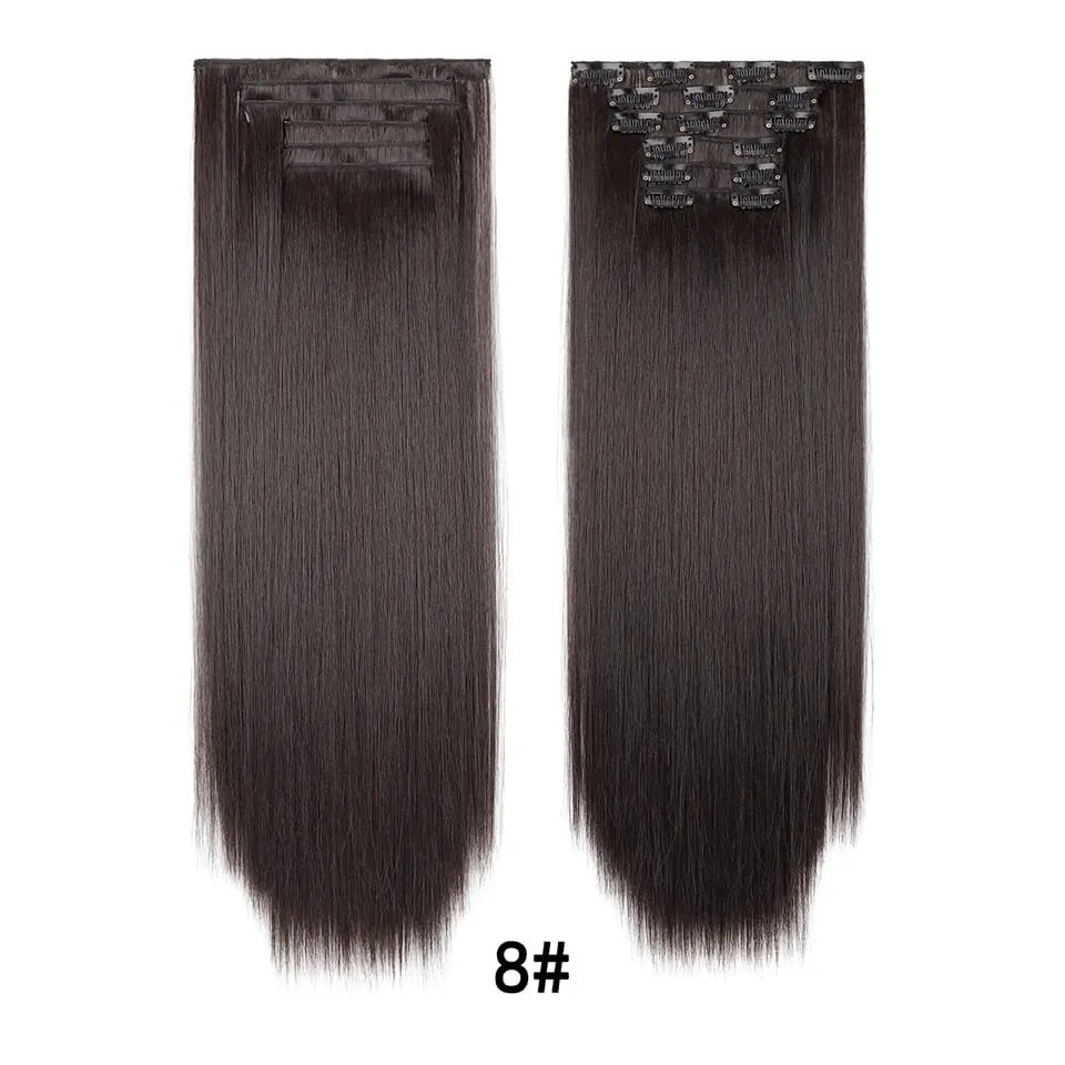 24Inch Clip in Hair Extensions Invisible Synthetic Extension 6PCS Long Straight Heat Resistant Clips on Hairpieces for Women — image 17