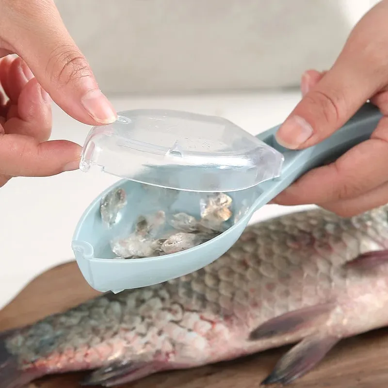 Use a Cover-Equipped Fish Scale Scraper Manual Fish Scale Remover Kitchen Fish Scale Scraper Manual Tool for Removing Fish Scales. — image 6