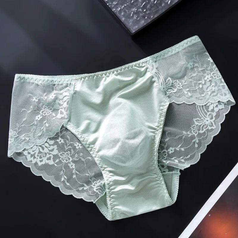 1pc Men Lace Seamless Ice Silk Briefs Ultra-thin Underwear 3D Bulge Pouch Low Waist Gay Panties Breathable High Elastic Lingerie — image 9