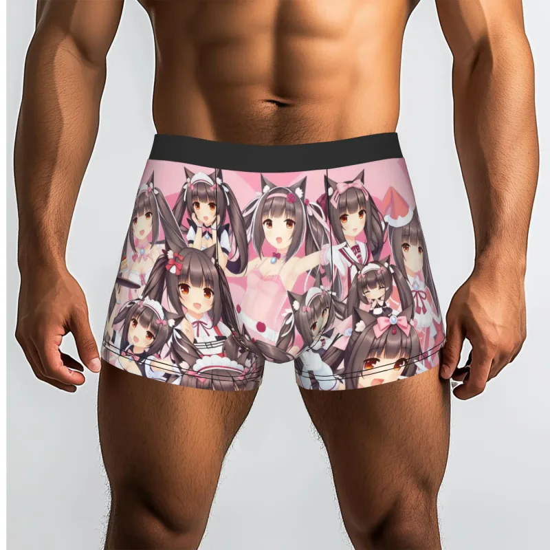 أنيمي N-Nekopara الشوكولاته الفانيليا الملابس الداخلية الرجال المطبوعة لعبة سراويل داخلية للرجال السراويل سراويل داخلية لينة
