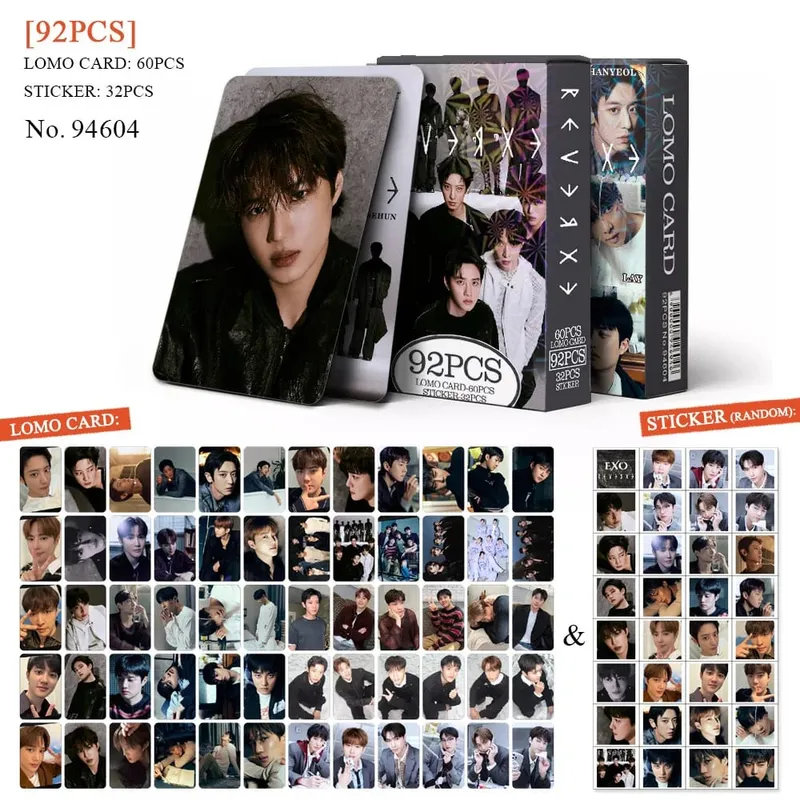 92pcs EXO New Album REVERXE Photocards Stickers Kpop Merch Lomo Cards Set Fans Collection Cards Gifts