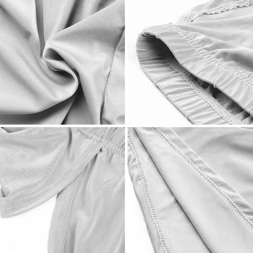 Men Solid Color Breathable Low-rise Shorts Panties Elastic Waist Side Split Ice Silk Lounge Shorts Underpants Sleepwear — image 10