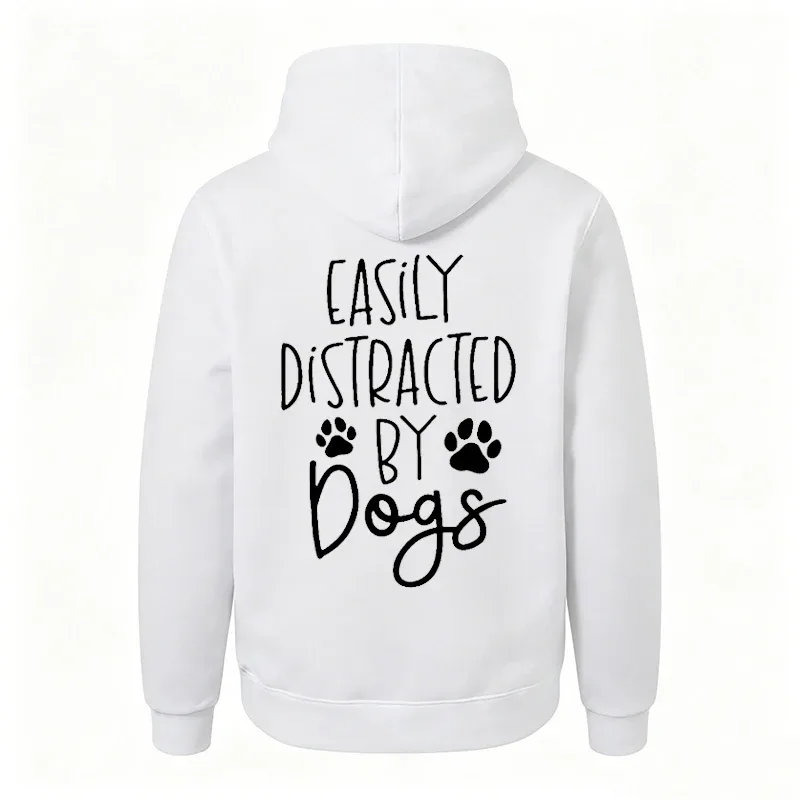Dog Lover Hoodies for Women Men Dog Paw Sweatshirts Pet Owner Tracksuits Easily Distracted By Dogs Letter with Paw Print Hoodies — image 20