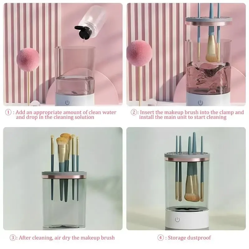 Electric Makeup Brush Cleaner Super-Fast Handheld Make up Brush Clean Machine para sa Lahat ng Makeup Brushes Deep Clean