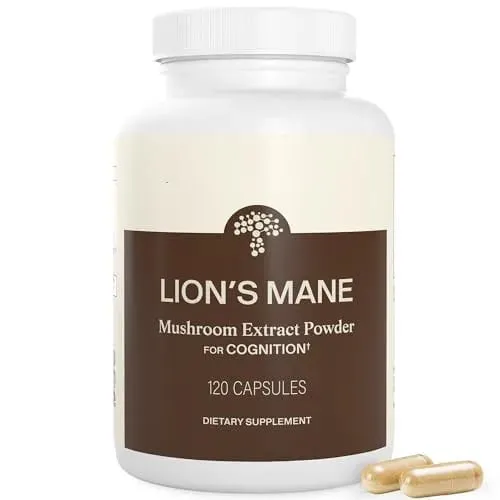 Lion's Mane Mushroom Extract 1000 mg with 300 mg Beta-Glucans Daily Focus and Wellness Support 120 Capsules 60 Servings