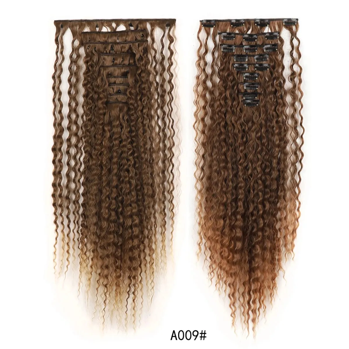 Jeedou Deep Wavy Curly Hair 9Pcs Set Clip-in Hair Extensions Hairpieces with 18 Clips Brown Color Synthetic Hair For Women