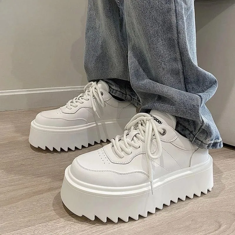 2026 Fashion Chunky Sneakers Men Non-Slip Casual Sports Shoes Loafers Wear-resistant All-match Thick Bottom White Shoes for Men — image 3
