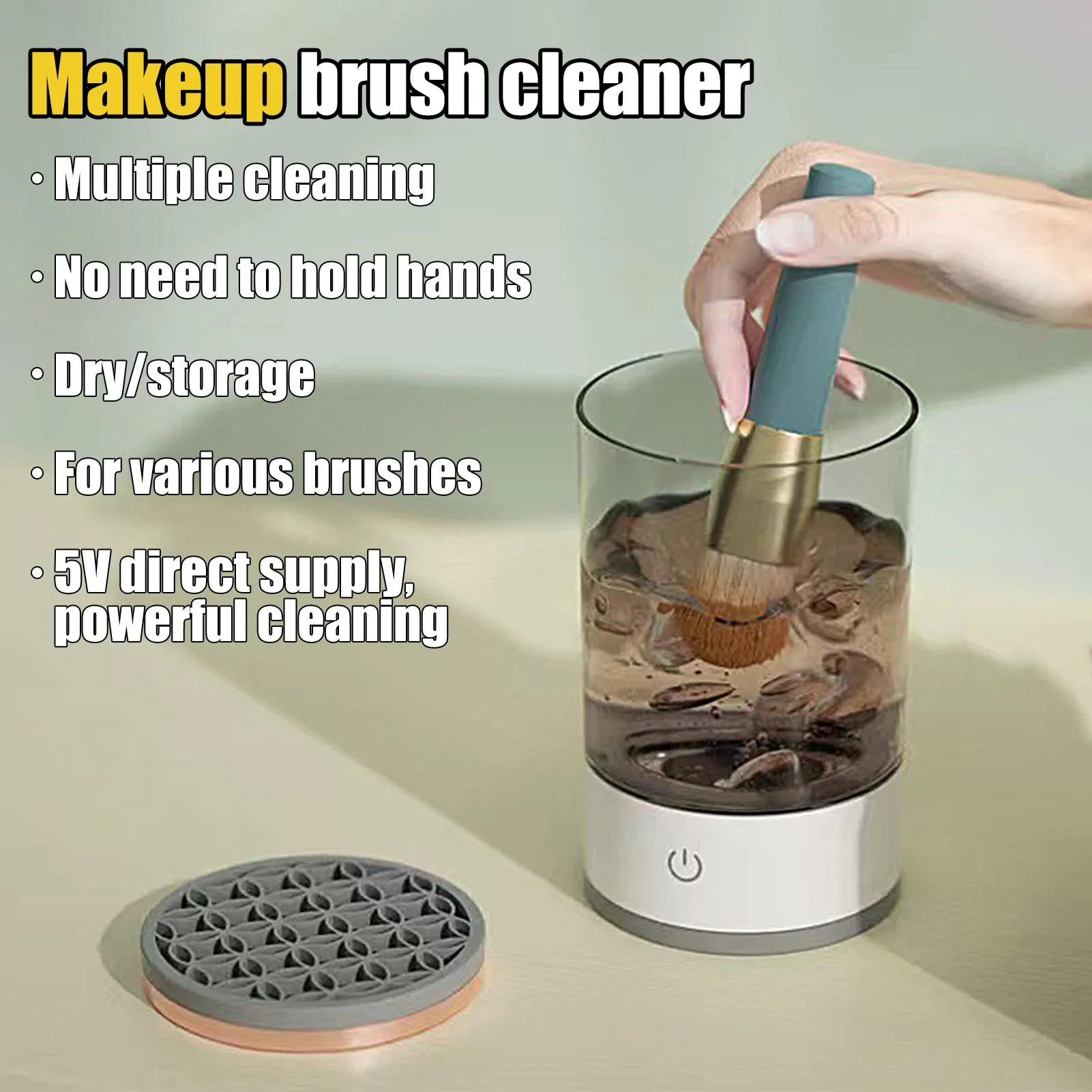 Detergente per pennelli per trucco USB Pulizia profonda Strumenti di bellezza Pennelli per trucco silenziosi Strumenti per la pulizia per il contorno dell'ombretto Salon Home Daily — image 4