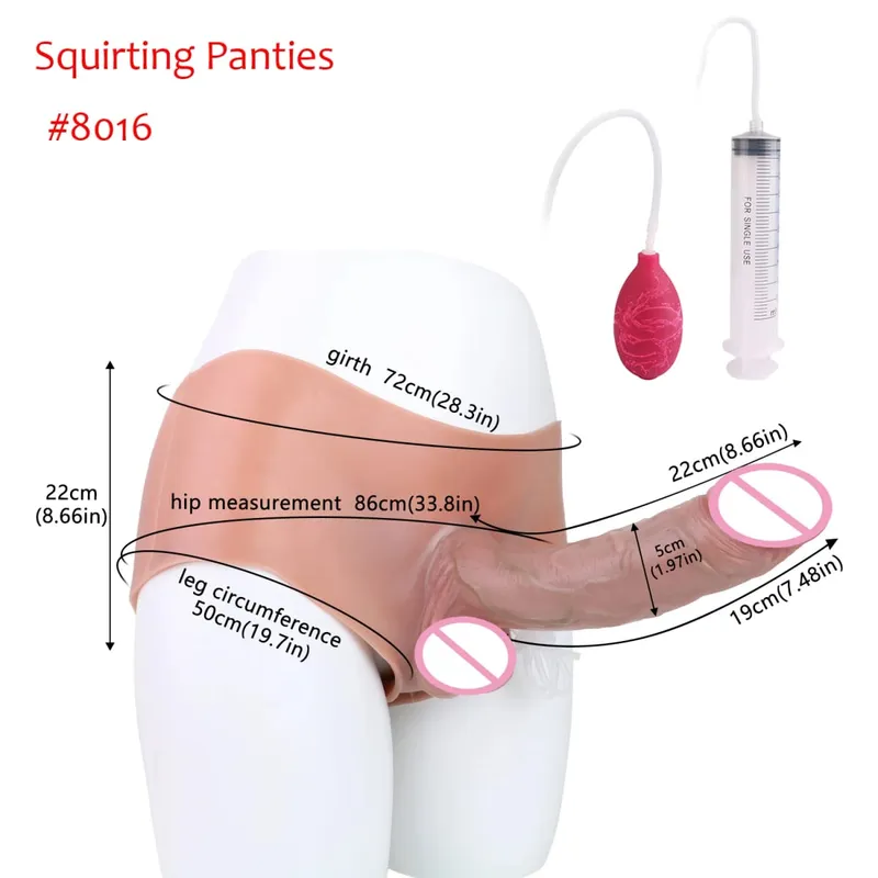 Black Nude Silicone Squirting Panties With Simulated Solid Penis Strapon Big Realistic Ejaculation Dildo Sex Toy For Women
