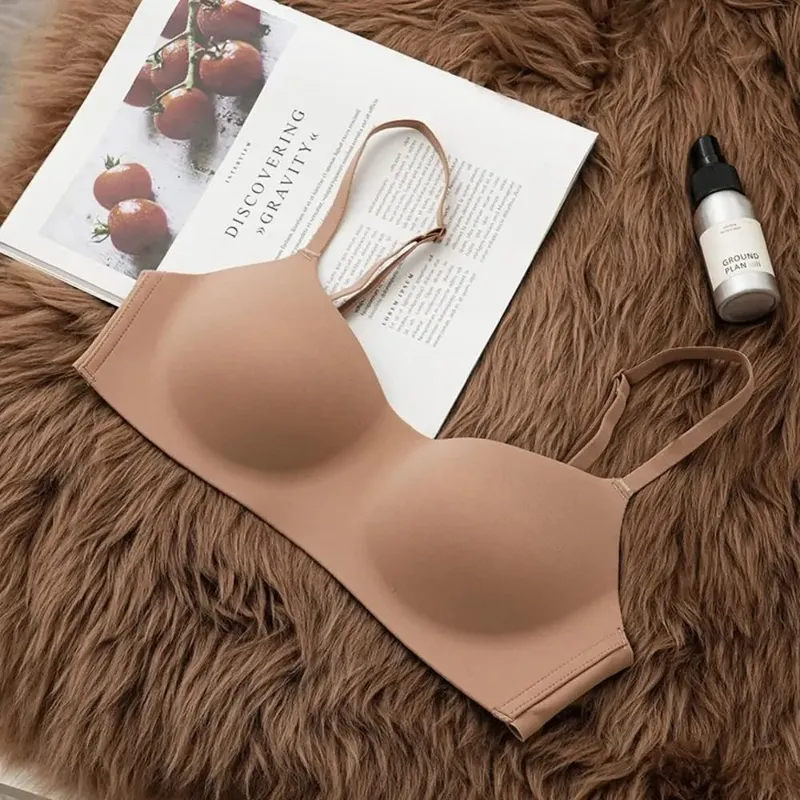 Comfortable Soft Comfort Wireless Bra Breathable Fabric Thin Cup Push Up Bra Non-Wire Elastic Seamless Bra Lingerie Beauty