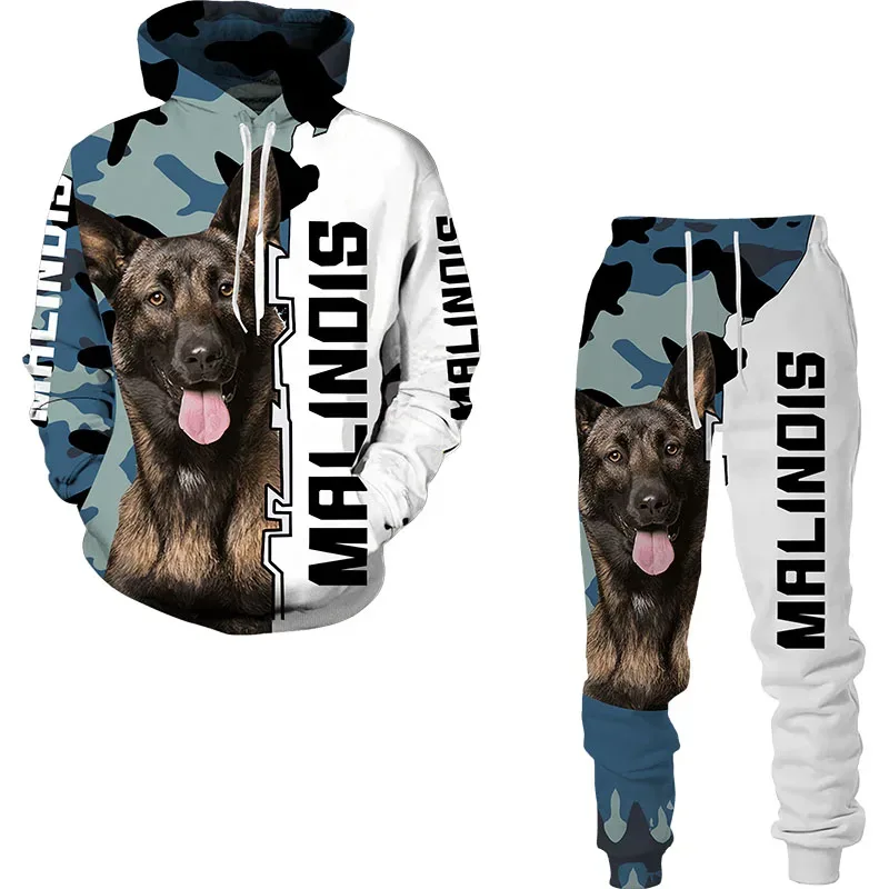Funny Dog Animal 3D Printed Hoodie Suit Men Autumn Casual Sweatshirts Sweatpants Fashion Two Piece Tracksuit Set Men's Clothing