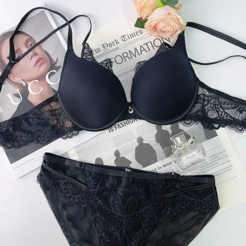 Women Sexy Push Up Bra Set Padded Lingerie Daily Casual Lace Bra Snd Panty Set Underwear Ladies Brief Set — image 7
