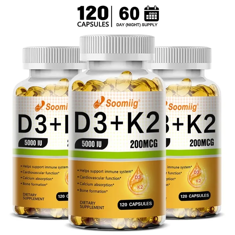 Vitamin D3 K2 - Vitamin D3 5000 Iu & K2 As MK-7 200 Mcg - with Magnesium Zinc Immune & Mood Support for Bone & Teeth Health