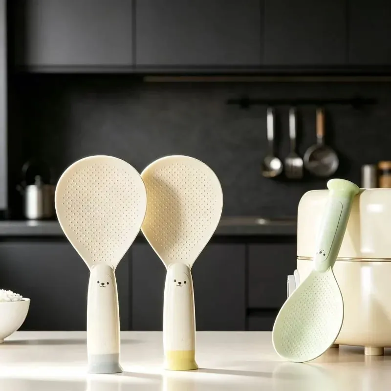 1 Piece Suction Cup Standing Rice Spoon Non‑Stick Heat‑Resistant Self‑Stand Rice Paddle for Rice Cooker Serving Cooking — image 2