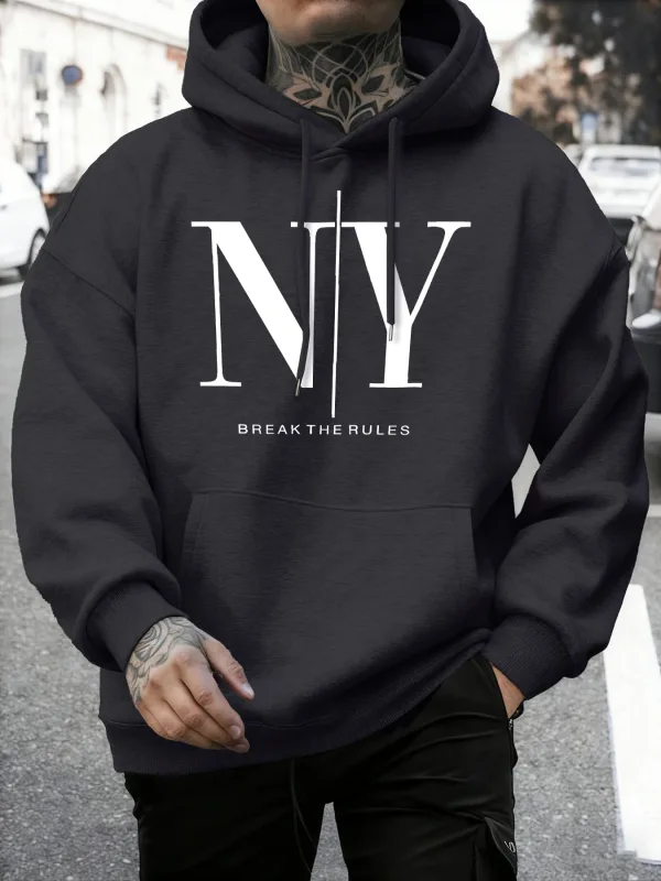 Break The Rules Yes No Prints Autumn Fleece Sweatshirts Men'S Soft Jogging Hoodie Street Comfy Pullovers Sport Loose Sportswears — image 8