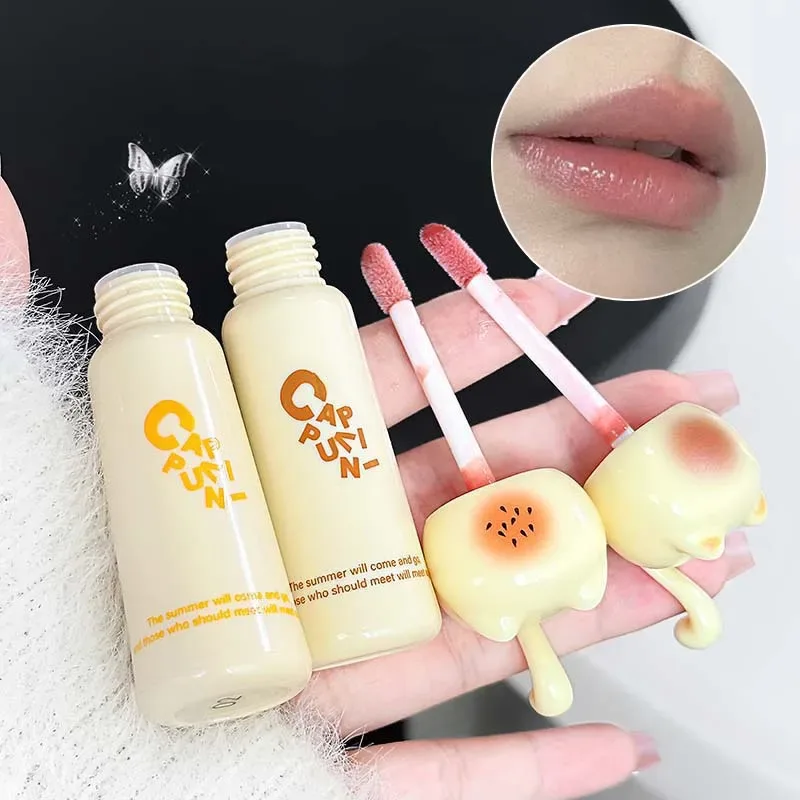 귀여운 고양이 워터 미러 립글로스 지속 모이스춰 라이징 로즈 살구 핑크 색조 립글레이즈 누드 립스틱 한국 메이크업 소녀 — image 4