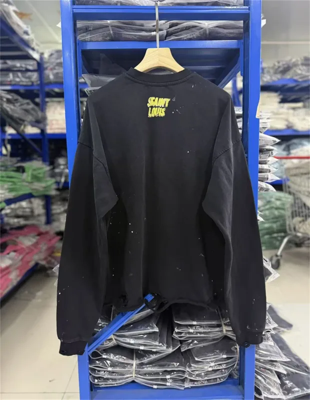 Autumn Winter New Saint Graffiti Print Vintage Washed High Street Casual Loose Cotton Versatile Hoodie Trendy Sports Top Men — image 17