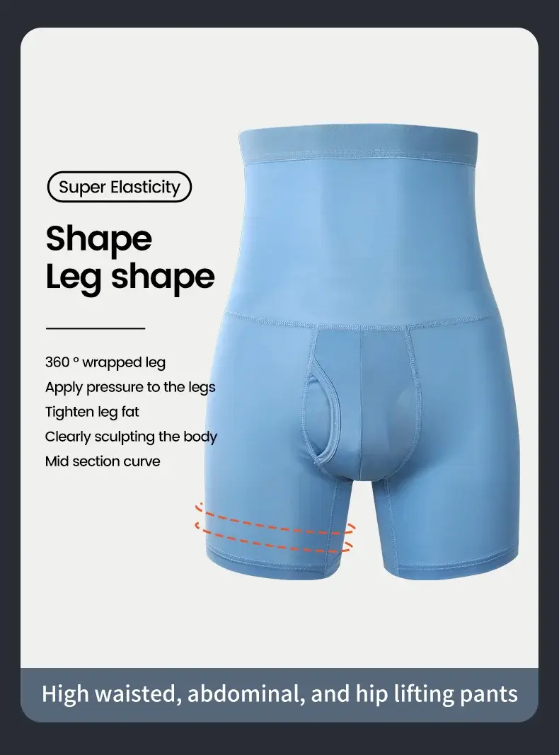 Sportunterwäsche für Herren: hoch taillierte, gürtelgeschwungene, große, verlängerte Shorts, die nicht an den Beinen scheuert, die Taille schützt und flach geschnitten ist — image 5