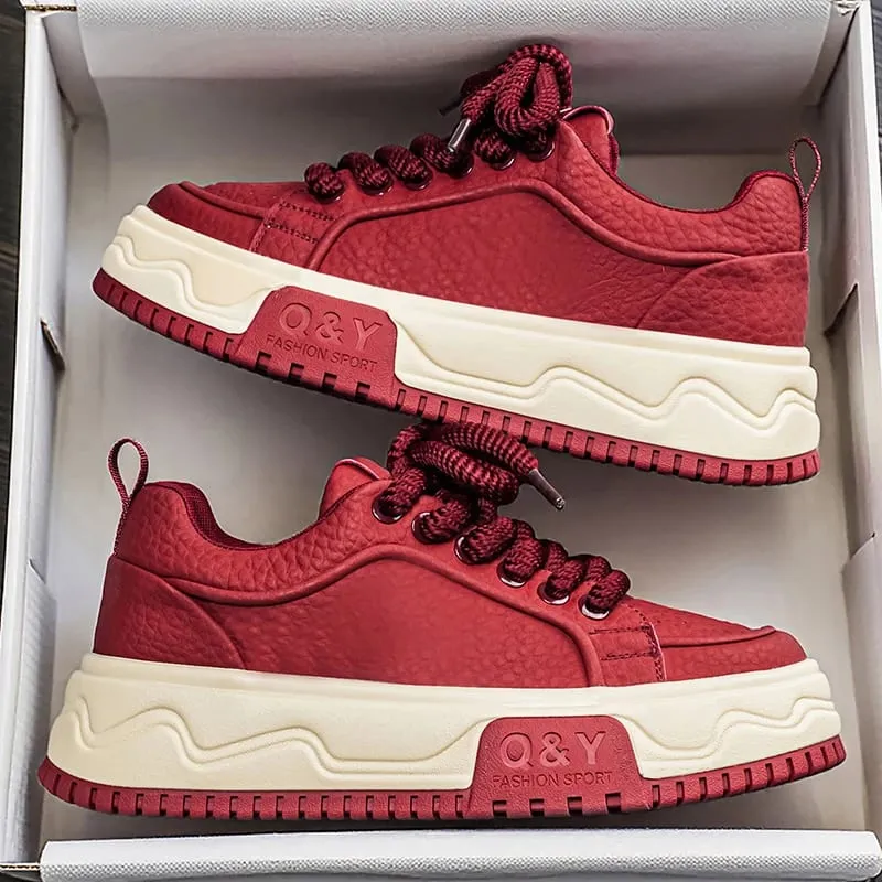 Men's Height Increasing Thick Sole Platform Shoes Fashion Leather Casual Skateboard Sneakers Streetwear — image 3