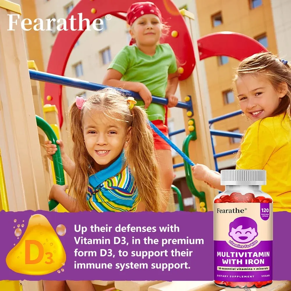 Kids Multivitamin Softgels with Iron Zinc & Biotin Daily Nutritional Supplement for Kids’ Growth Immune & Brain Support — image 4