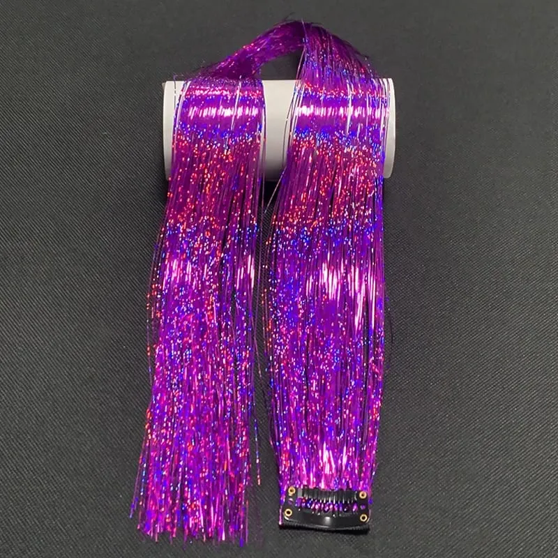 24Inch Synthetic Hair Tinsel Clip In Glitter Tinsel Hair Extensions Clip In Sparkle Hair Accessories for Girls Women — image 12