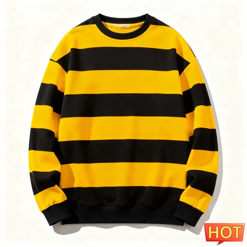 Sudaderas con gráficos de rayas Retro para hombre, sudadera sencilla e informal de manga larga con estampado 3D, jerséis holgados y transpirables con cuello redondo — image 10