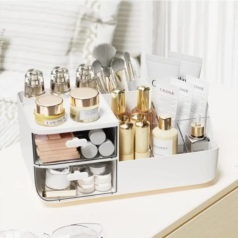 Cosmetics Organizer with 2 Transparent Drawers Large Capacity Clear View Space Saving Smooth Gliding for Makeup Brushes — image 2