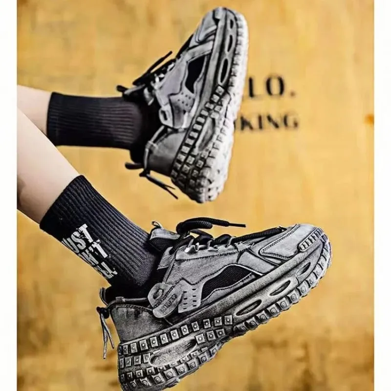 Men's Chunky Sneakers with Height Increased Platform Casual Microfiber Leather Fabric Tire Sole Designer Gym Shoes Free Shipping — image 1
