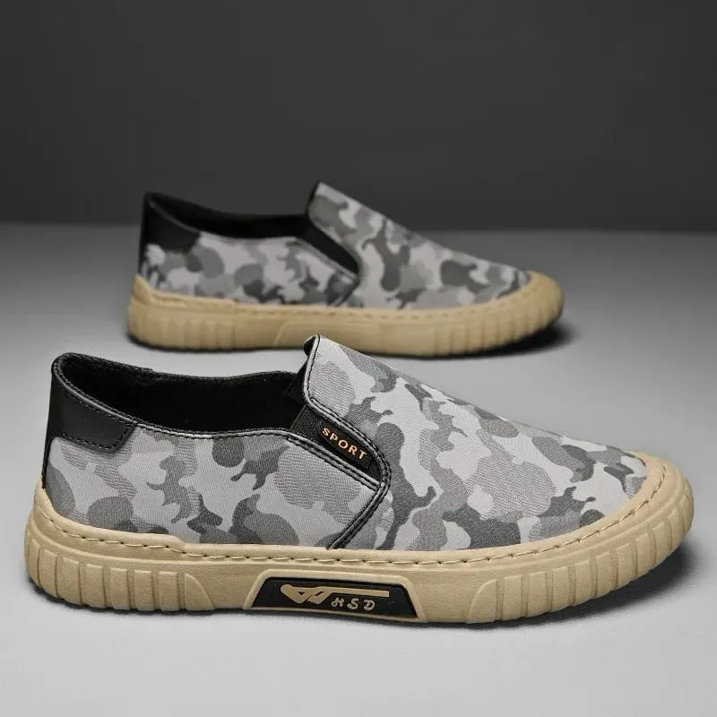 Summer Camouflage Canvas Men's Casual Shoes Men's Sneakers Slip-On Lazy Sporty Shoes for Man Breathable Round Toe Light Flats — image 6