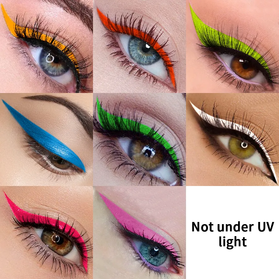 1PC UV Light Neon Eyeliner Pen Eyes Makeup Blue Green Waterproof Liquid Color Eye Liner Pencil Make Up Cosmetics Yellow Purple — image 2